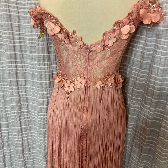 Tarik Ediz Pink Floral Fringe Dress - Picture 5 of 9